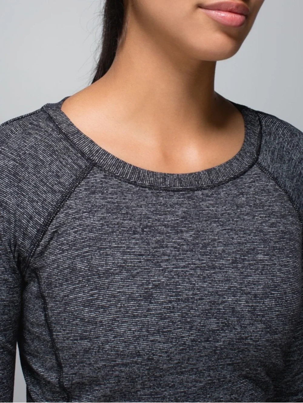 Lululemon Race Your Pace Long Sleeve Wee Stripe Black Heathered Black Size 2